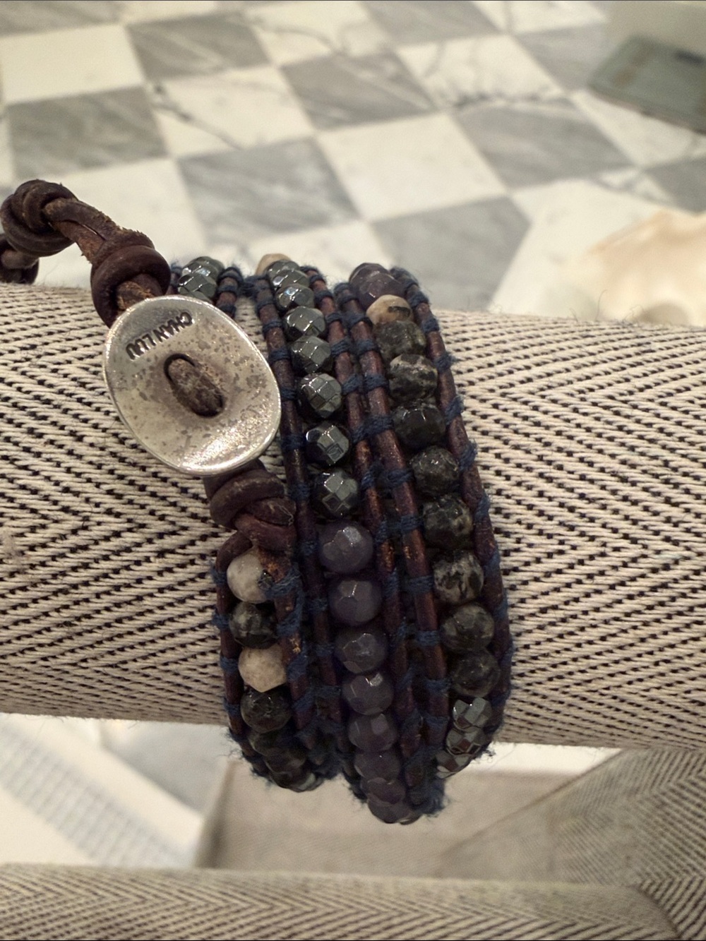 Chan Luu Blue and Green Multi-Strand Beaded Wrap Bracelet